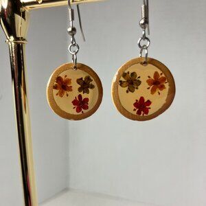 Wood Flower Earrings